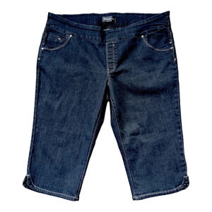 Reitmans Denim Dark Wash Black Stretch Walking Shorts Capris  22